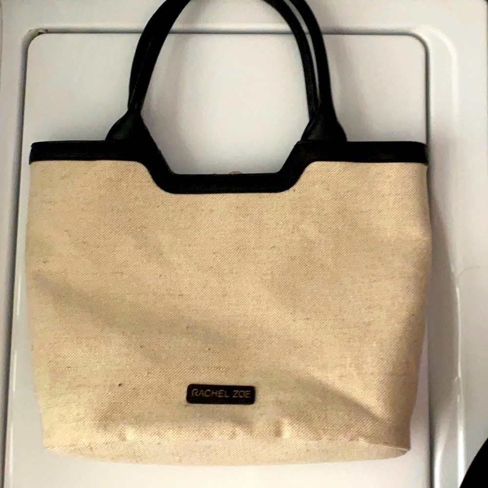 Rachel Zoe brand new without tags cream canvas with black leather detail